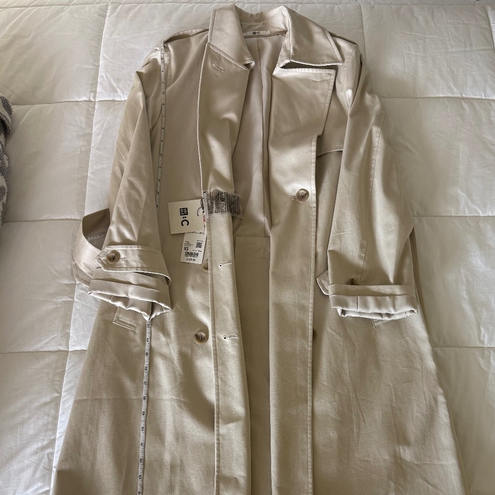 Uniqlo Trench Coat, XS, Natural, NWT